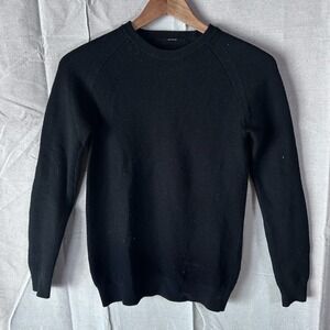 Lululemon Womens Black Textured Knit Long Sleeve Crewneck Raglan Sweater Logo XS